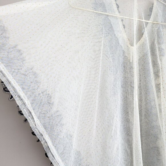 Unbranded 3D applique floral sheer mesh polka dot cape - Picture 4 of 8